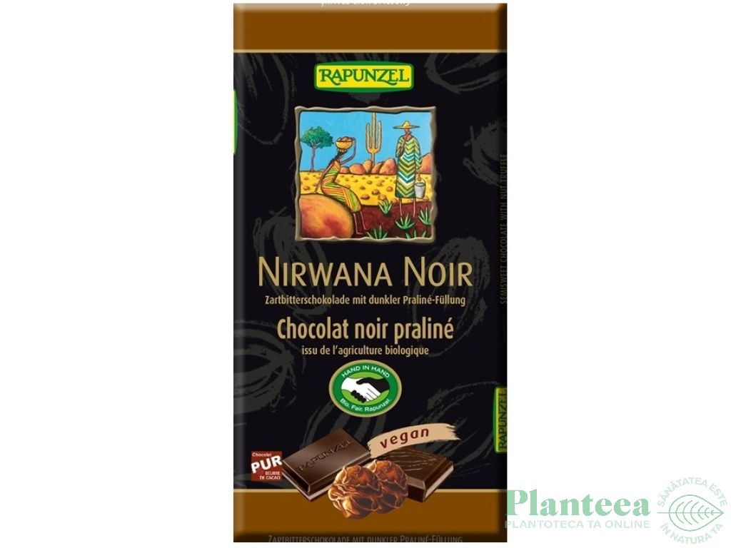 Ciocolata neagra 55%cacao praline Nirwana eco 100g - RAPUNZEL