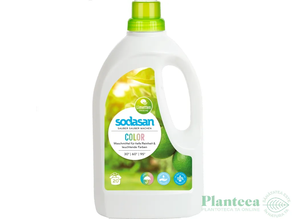 Detergent lichid rufe albe color lime 1,5L - SODASAN