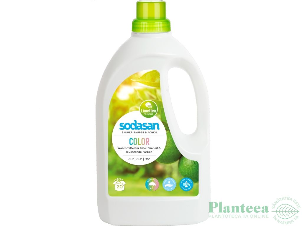 Detergent lichid rufe albe color lime 1,5L - SODASAN