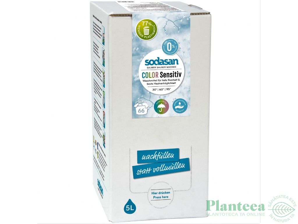 Detergent lichid rufe albe color Sensitiv 5L - SODASAN