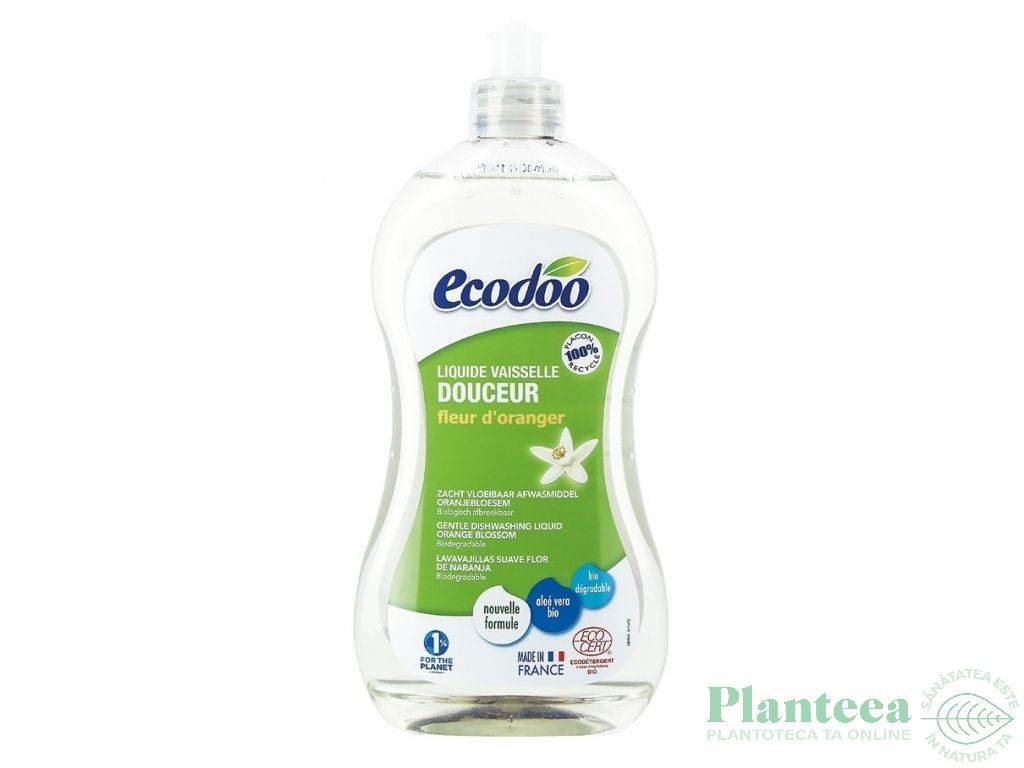 Detergent lichid vase aloe vera flori portocal 500ml - ECODOO