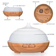 Difuzor ultrasonic aromaterapie oval 7culori lemn deschis 300ml - JKWSTAR