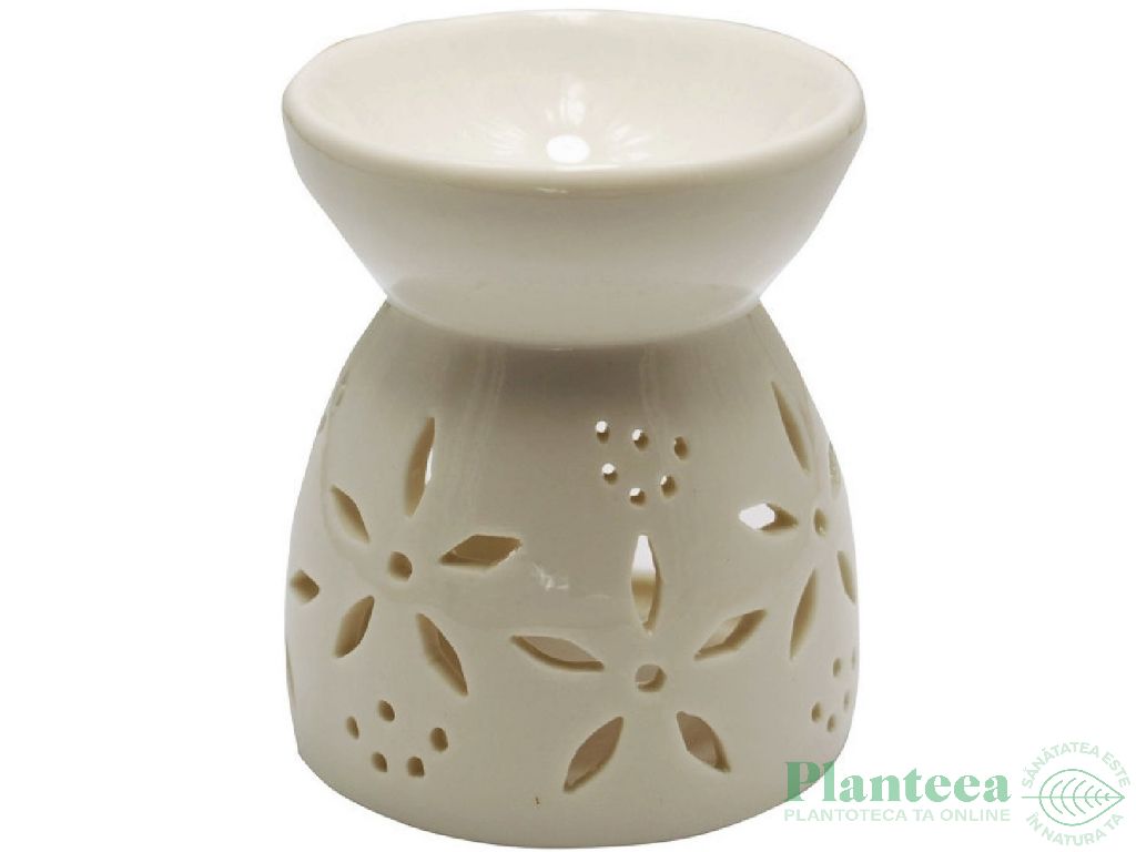 Vas ceramic aromatizor flori alb 1b - AROMA LAND