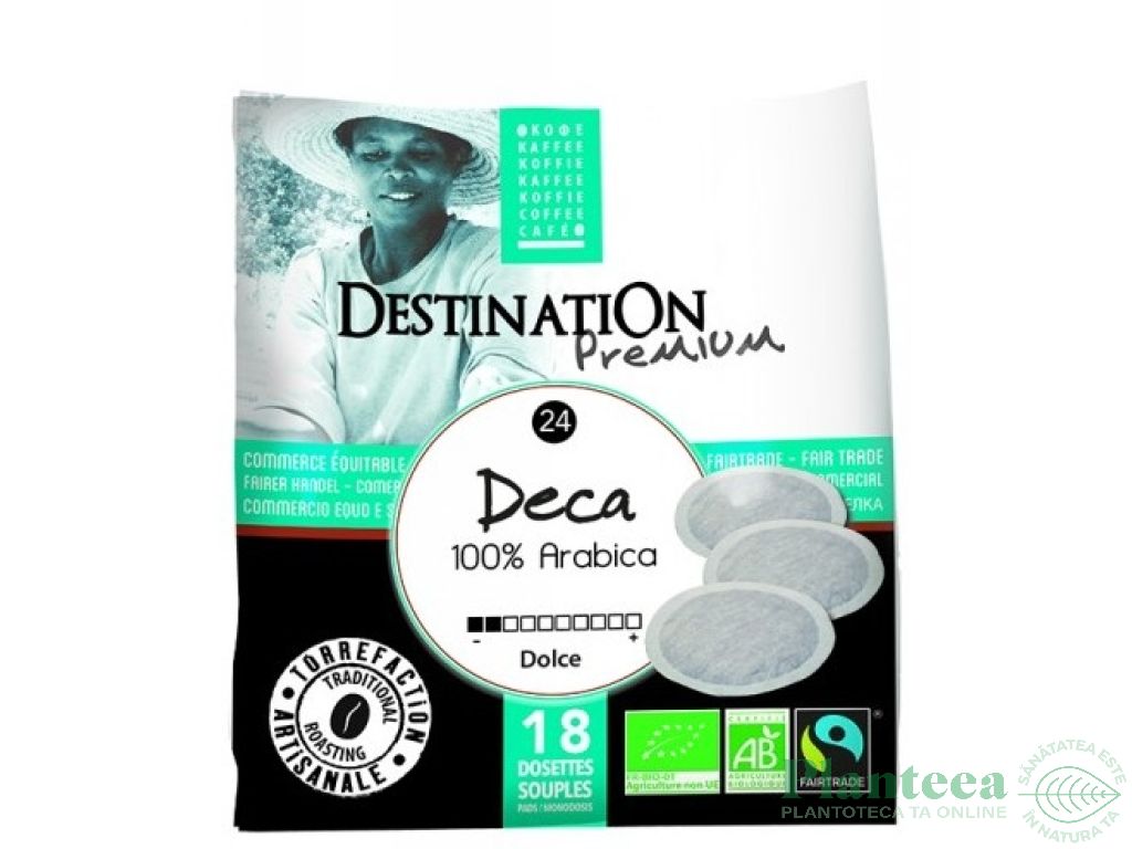 Cafea pad arabica nr24 decofeinizata Deca 18x7g - DESTINATION