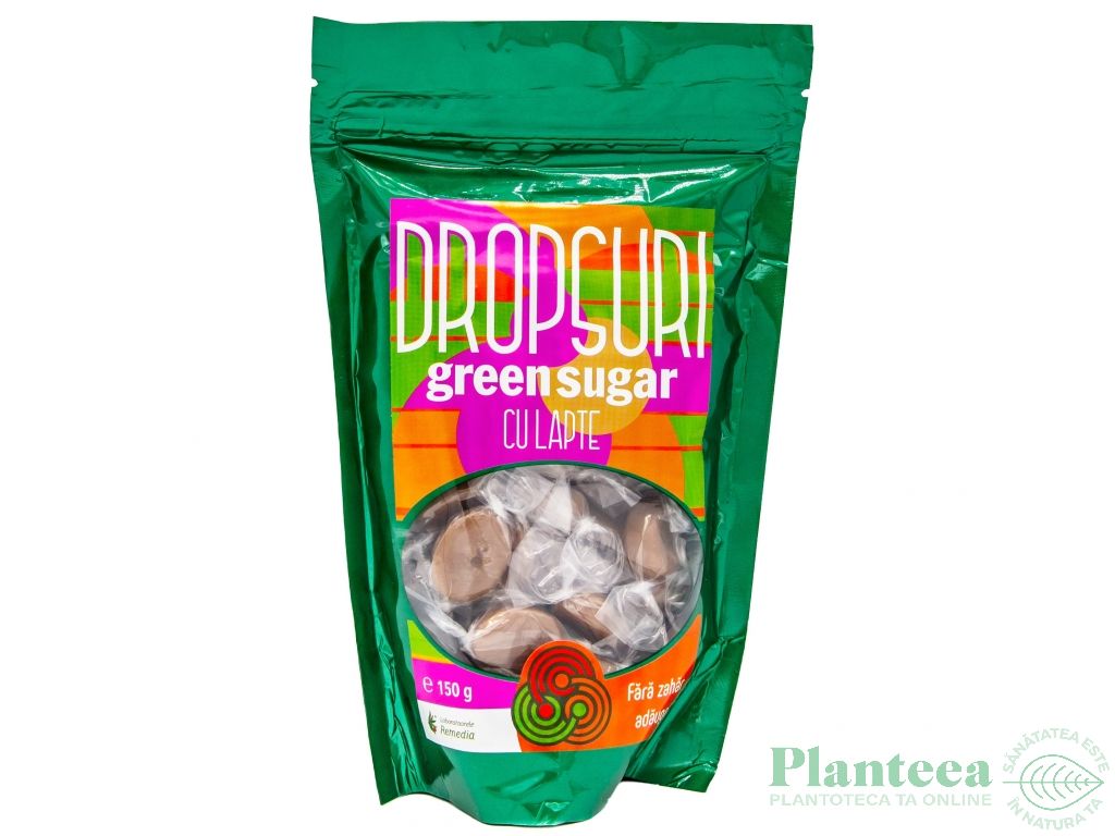 Dropsuri lapte fara zahar 150g - GREEN SUGAR