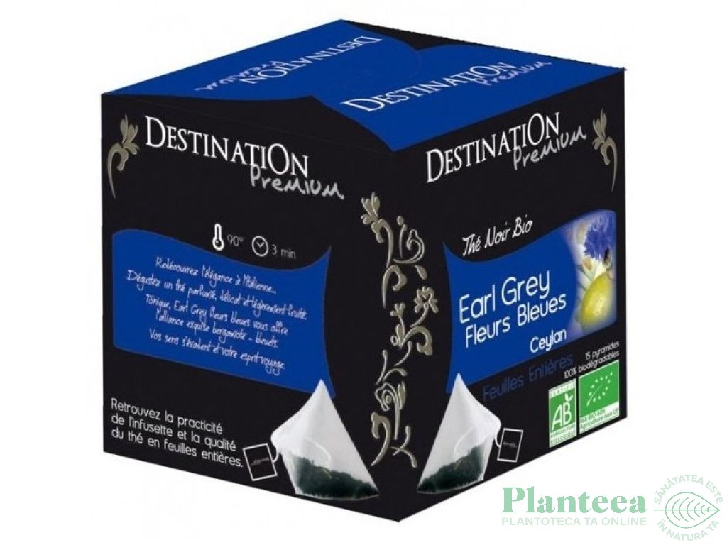 Ceai negru earl grey albastrele 15dz - DESTINATION