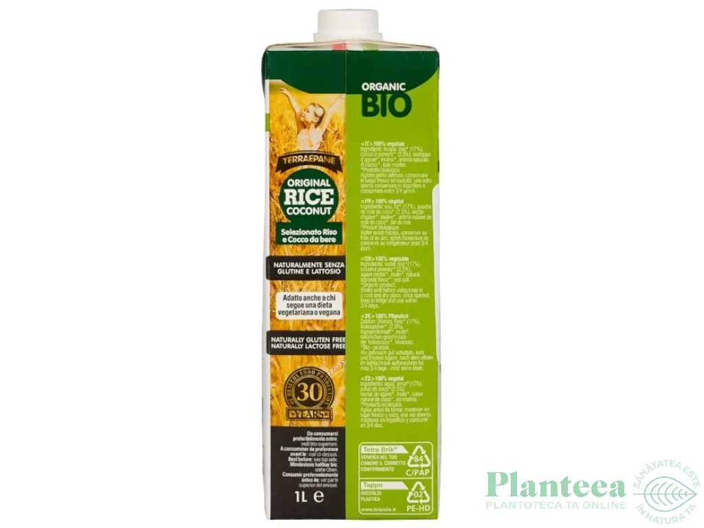 Lapte orez cocos bio 1L - TERRA E PANE