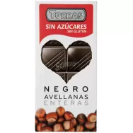 Ciocolata neagra 44%cacao alune fara zahar 150g - TORRAS