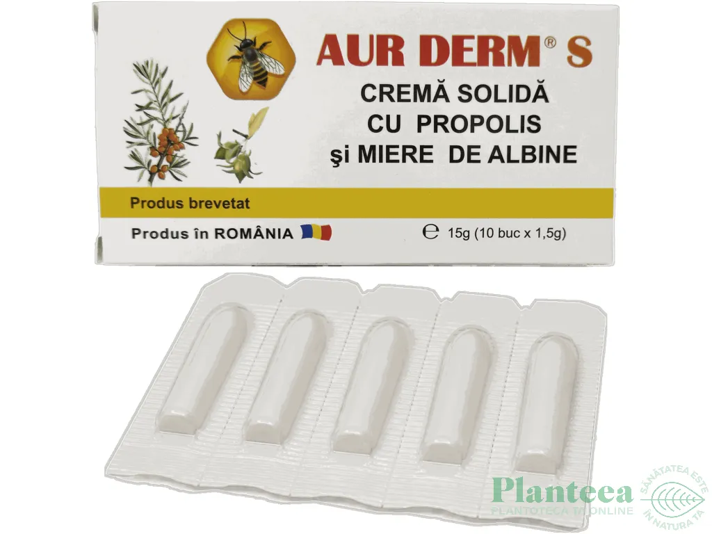 Supozitoare propolis miere Aur Derm S 10x1,5g - LAUR MED