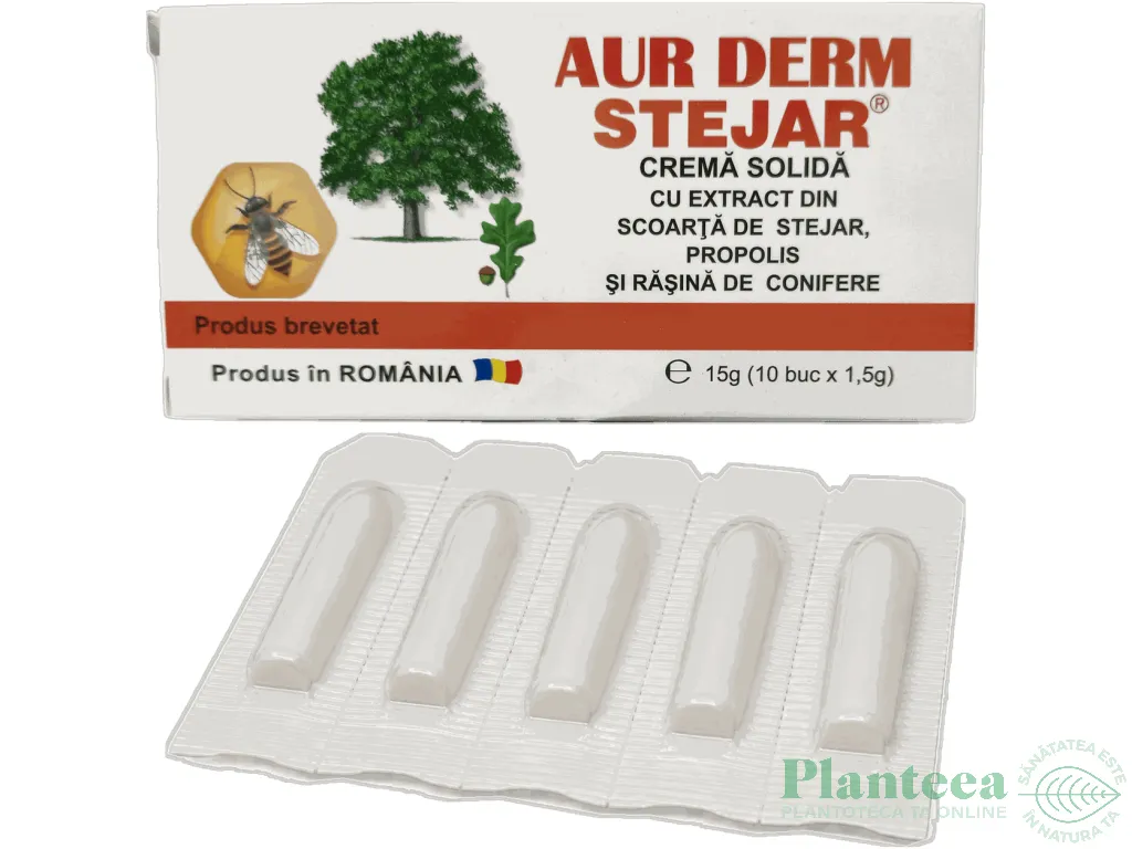 Supozitoare scoarta stejar Aur Derm S blister 10x1,5g - LAUR MED
