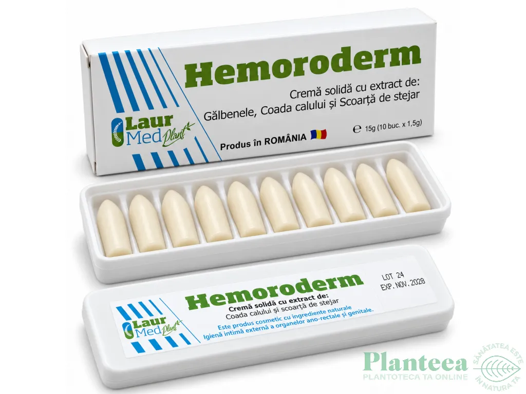 Supozitoare Hemoroderm 10x1,5g - LAUR MED