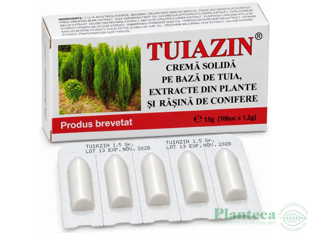 Supozitoare Tuiazin 10x1,5g - ELZIN PLANT