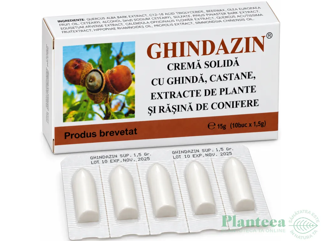 Supozitoare Ghindazin 10x1,5g - ELZIN PLANT