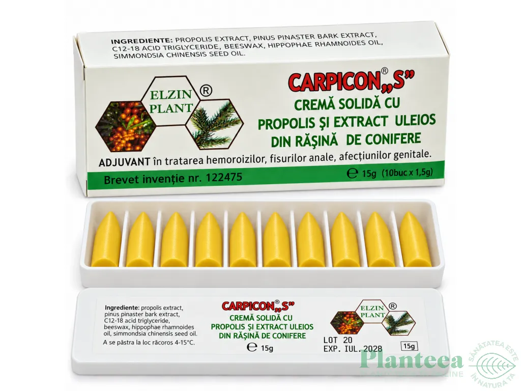 Supozitoare Carpicon S cutie 10x1,5g - ELZIN PLANT