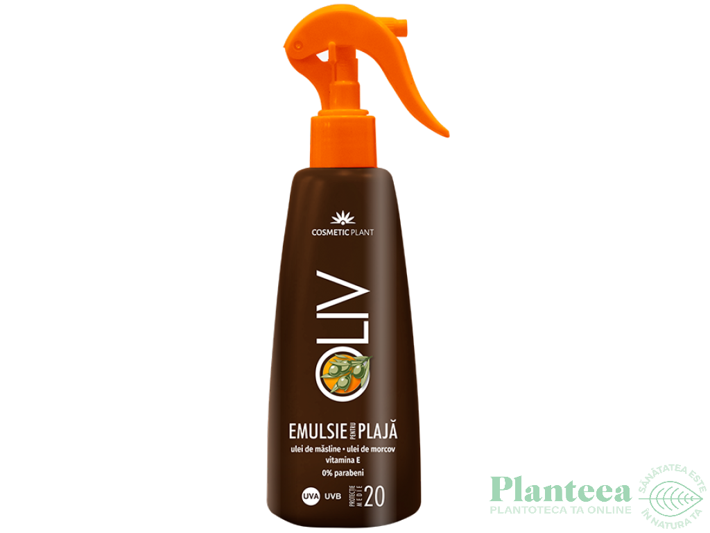 Emulsie plaja spf20 ulei masline morcov 200ml - COSMETIC PLANT