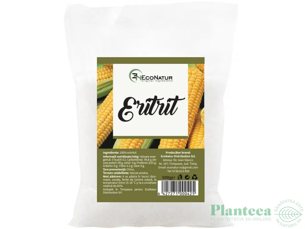 Eritritol indulcitor cristalizat 500g - ECONATUR