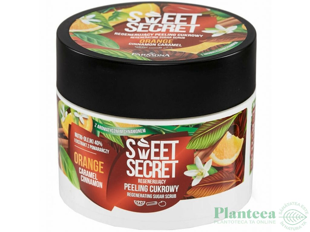 Scrub corp regenerant zahar portocale scortisoara caramel Sweet Secret 200g - FARMONA