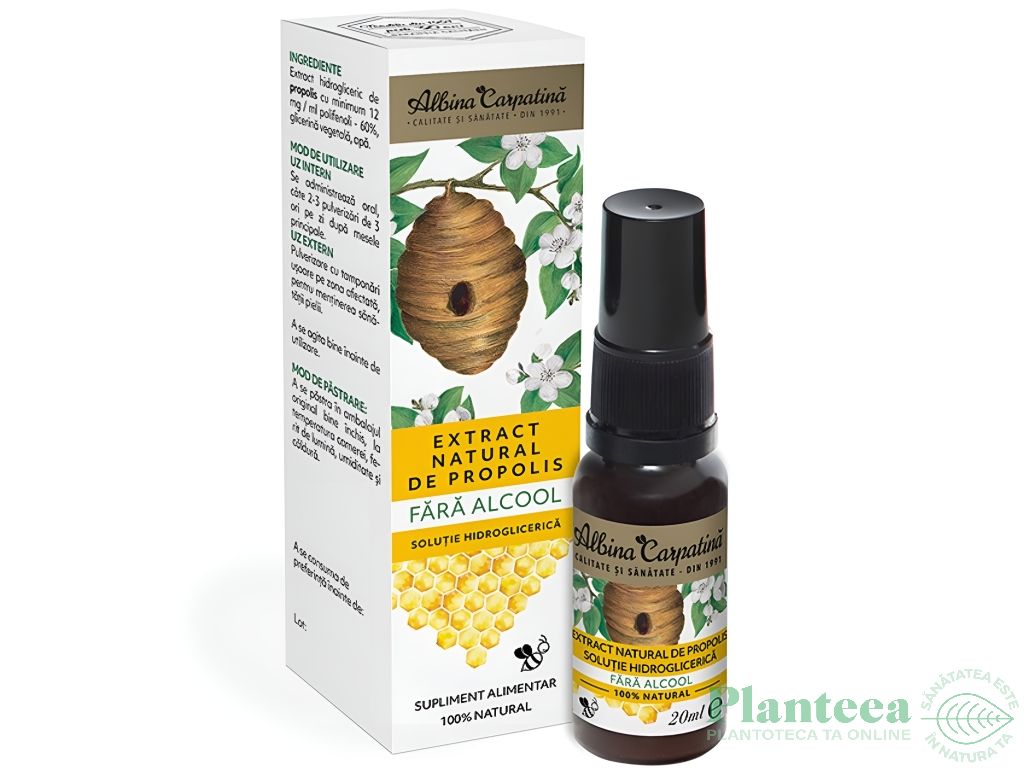 Extract propolis fara alcool spray 20ml - ALBINA CARPATINA