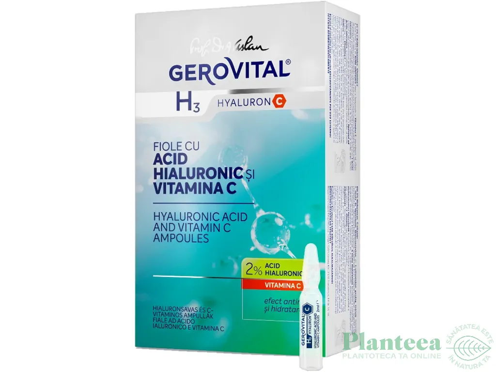 Fiole acid hialuronic 2% vitamina C 10x2ml - GEROVITAL H3 HYALURON