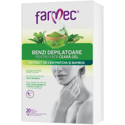 Benzi depilatoare fata cu ceara gel ceai matcha bambus 20b - FARMEC