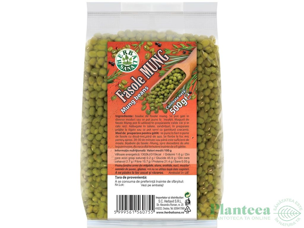 Fasole mung boabe 500g - HERBAL SANA