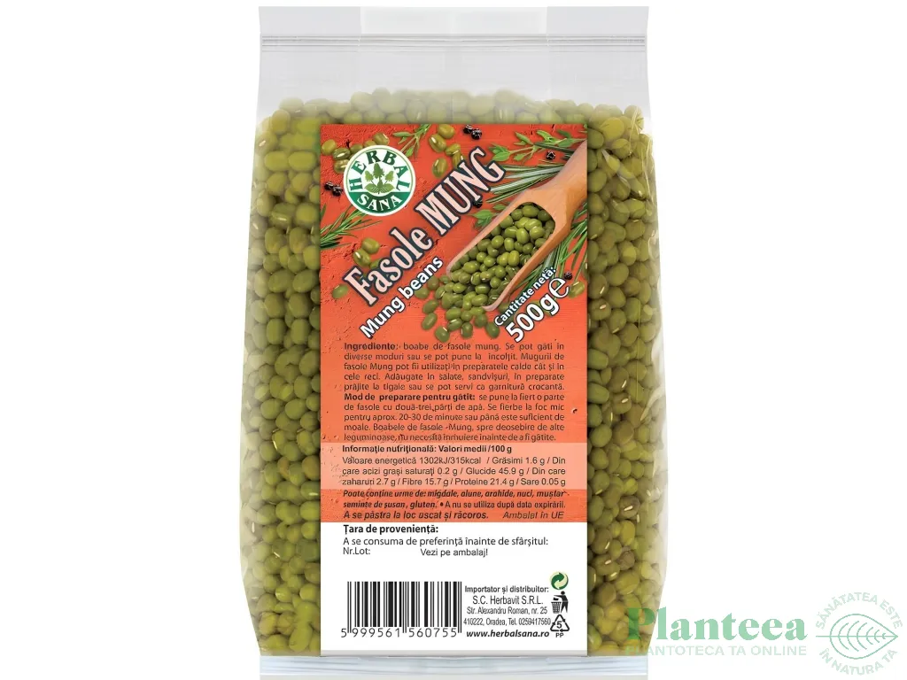 Fasole mung boabe 500g - HERBAL SANA