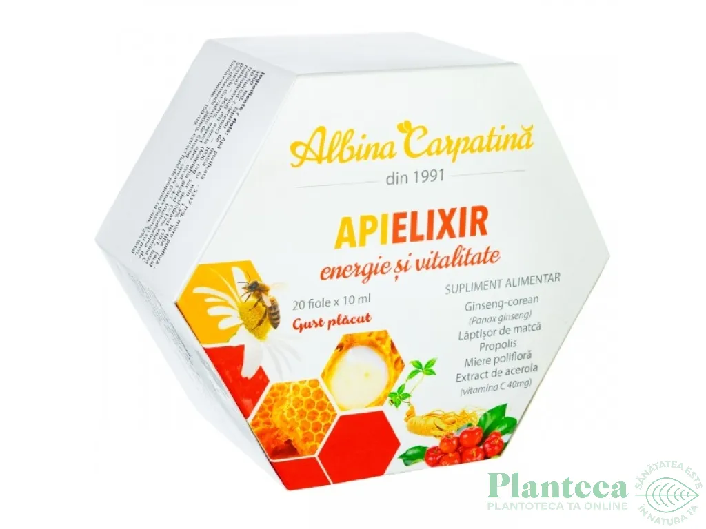 Fiole ApiElixir energie vitalitate 20x10ml - ALBINA CARPATINA