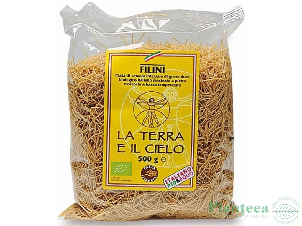 Paste fidea grau integral 500g - LA TERRA E IL CIELO