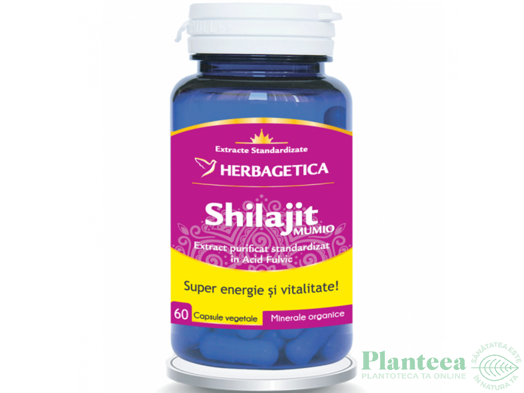 Super Shilajit [Mumio] 350mg extract cu 60% acid fulvic 60cps - HERBAGETICA
