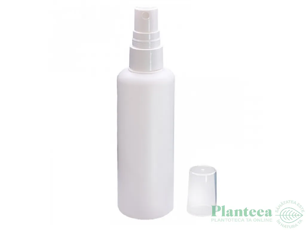 Flacon plastic alb Gaia cu spray cu capac 100ml - ELLEMENTAL