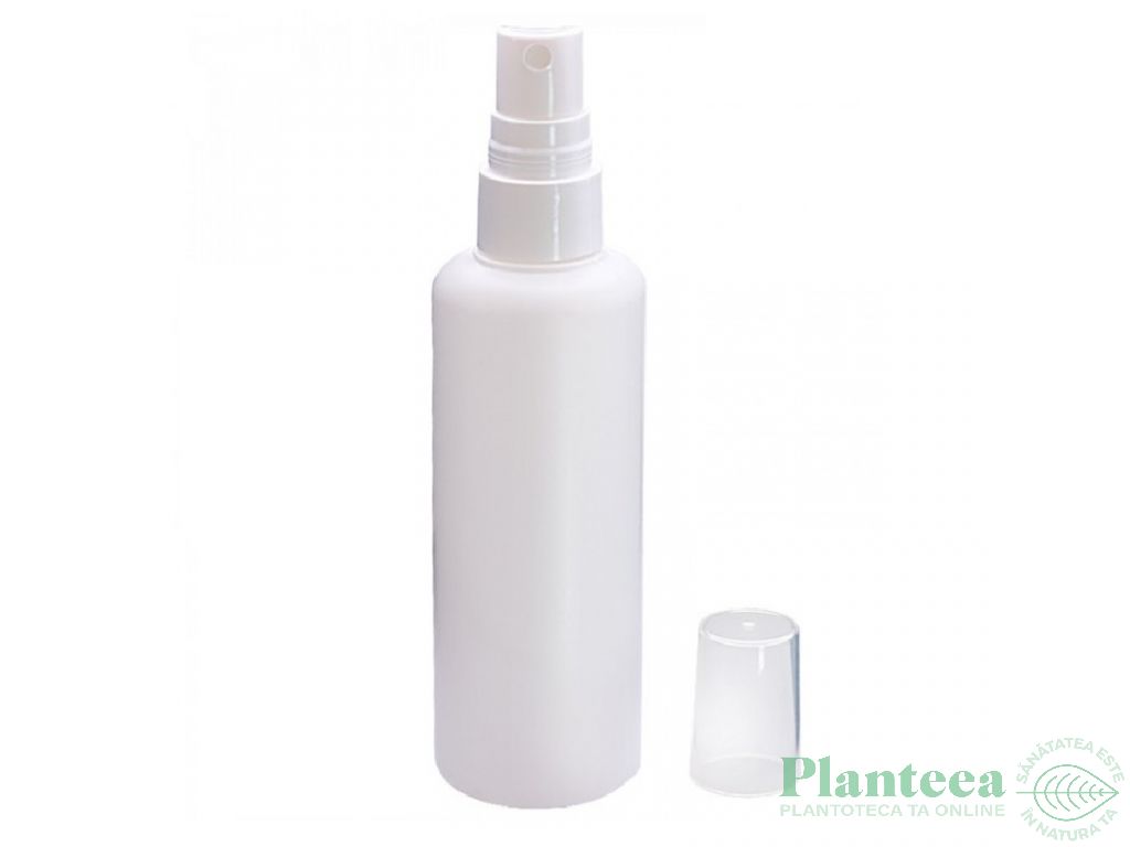 Flacon plastic alb Gaia cu spray cu capac 100ml - MAYAM