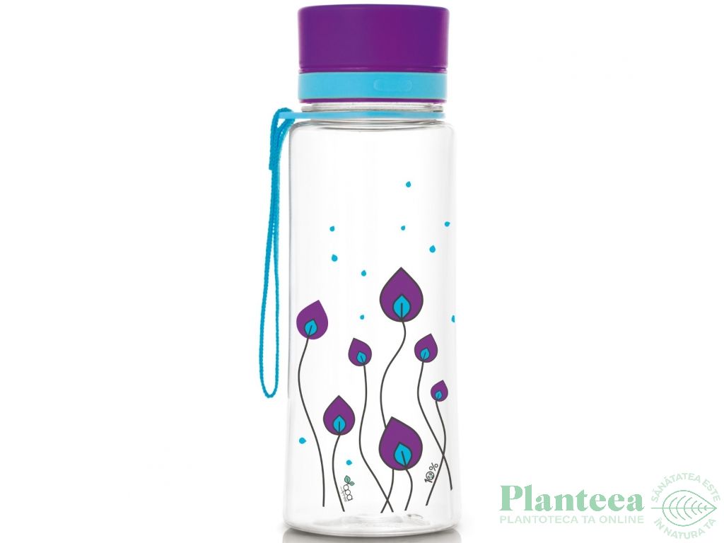 Bidon lichide fara BPA purple leaves 600ml - EQUA