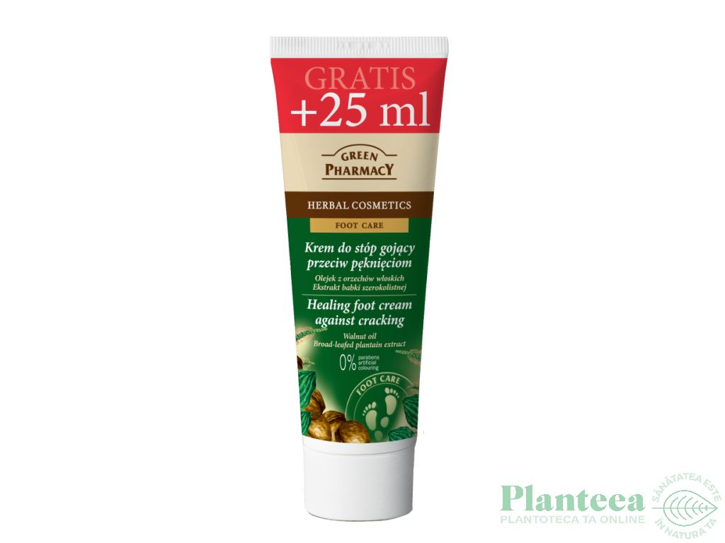 Crema calcaie reparatoare ulei nuca frunze patlagina 75ml - GREEN PHARMACY