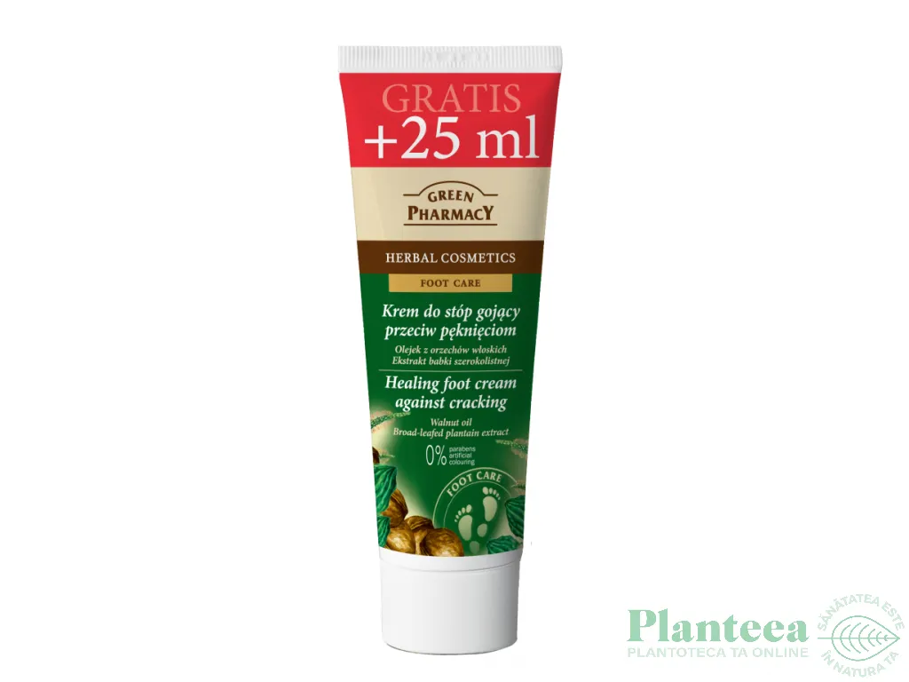 Crema calcaie reparatoare ulei nuca frunze patlagina 75ml - GREEN PHARMACY