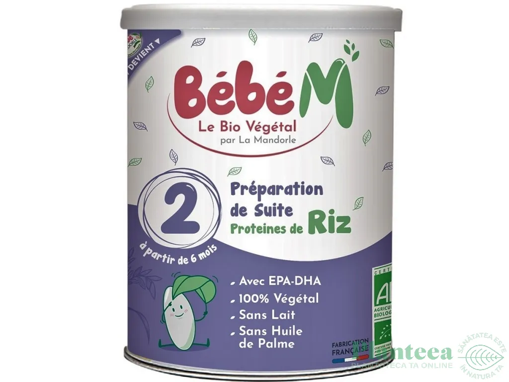 Lapte praf formula2 proteine orez bebelusi +6luni eco 800g - LA MANDORLE