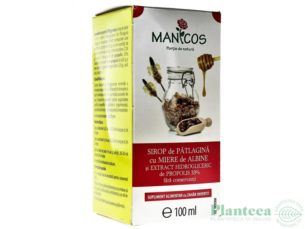 Sirop patlagina miere propolis 100ml - MANICOS