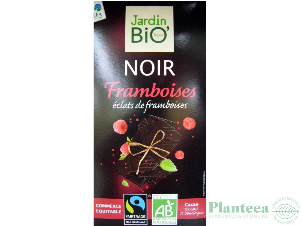 Ciocolata neagra 55% zmeura eco 100g - JARDIN BIO
