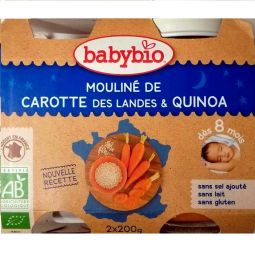 Piure legume morcovi quinoa bebe +8luni eco 2x200g - BABYBIO