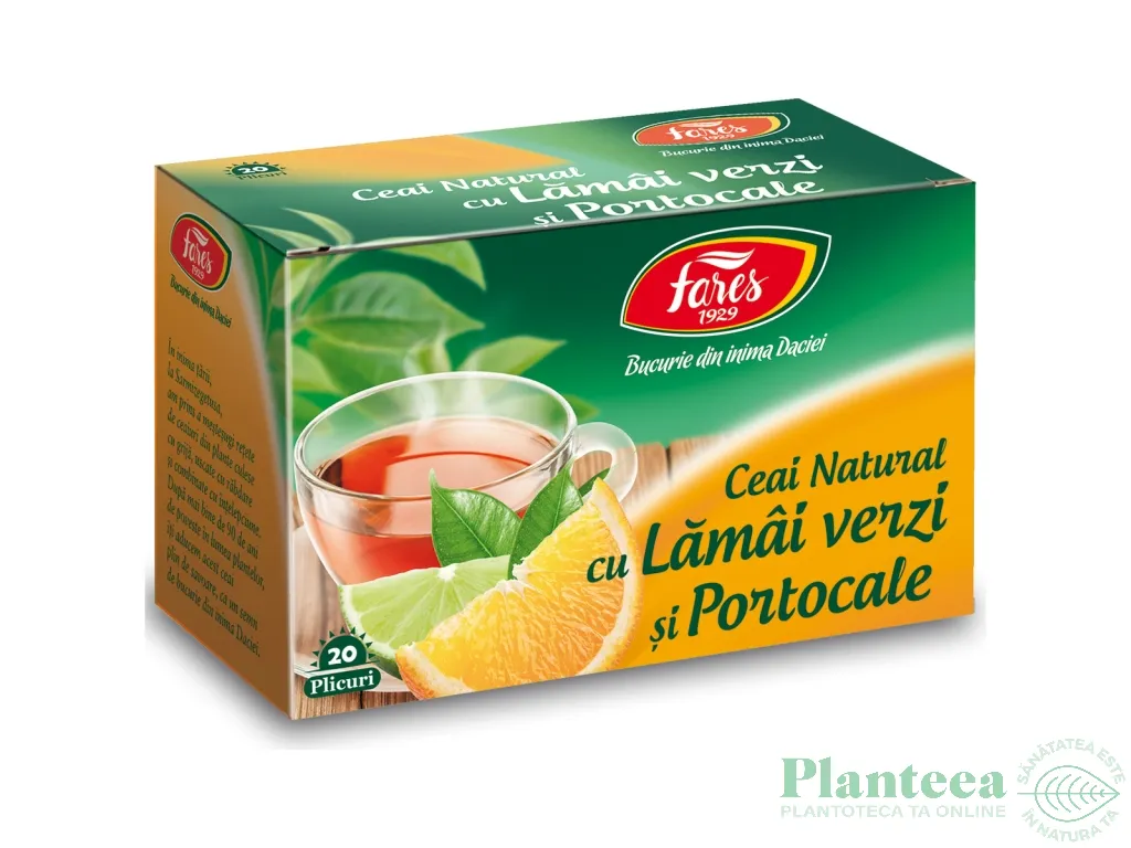 Ceai Natural cu lamai verzi portocale 20dz - FARES