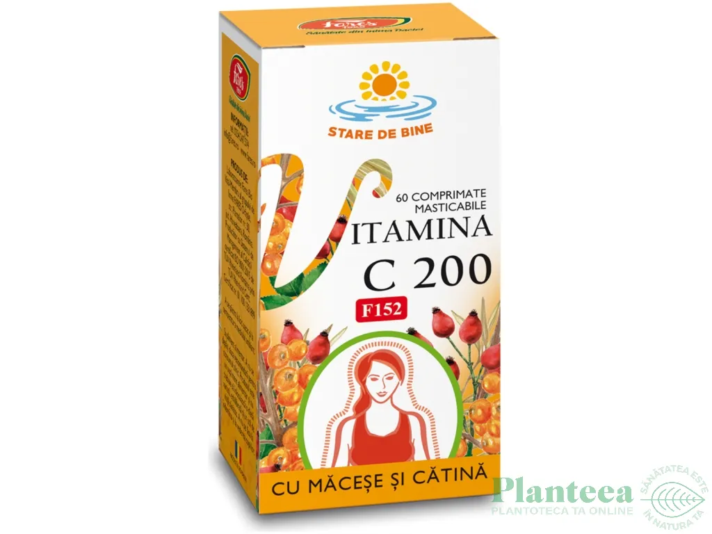Vitamina C 200mg macese catina masticabila 60cp - FARES