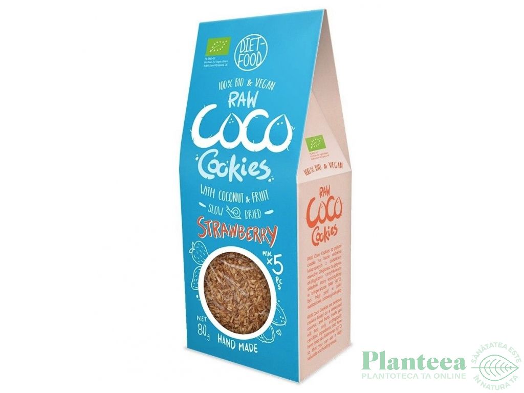 Fursecuri vegane cocos capsuni raw bio 80g - DIET FOOD