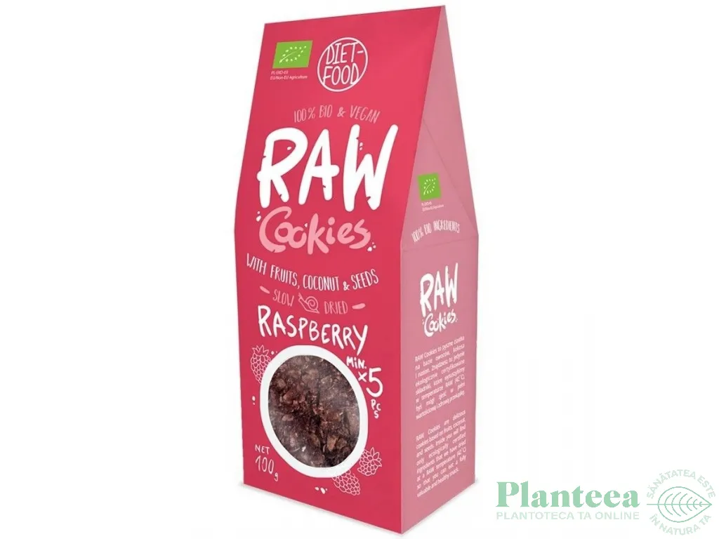 Fursecuri vegane zmeura raw bio 100g - DIET FOOD