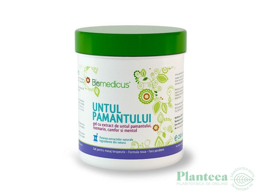 Gel untul pamantului rozmarin camfor mentol 250ml - BIOMEDICUS