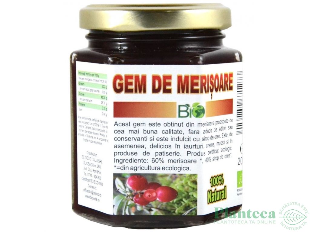 Gem merisoare fara zahar sirop orez eco 200g - DECO ITALIA