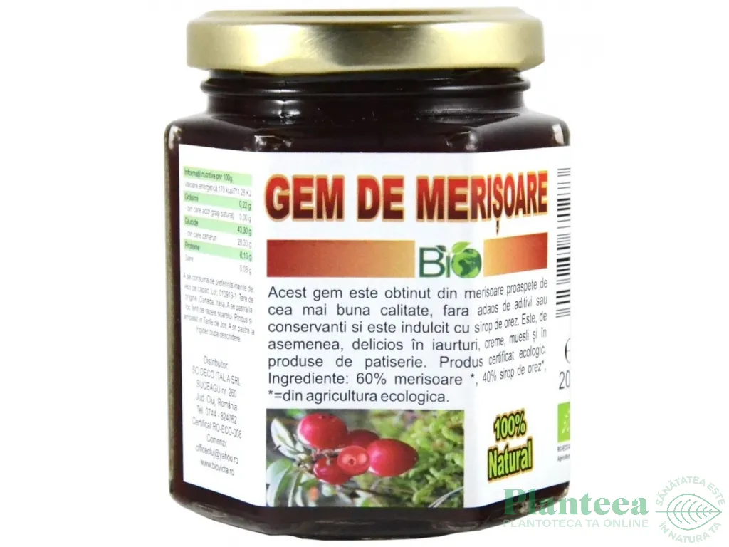 Gem merisoare fara zahar sirop orez eco 200g - DECO ITALIA