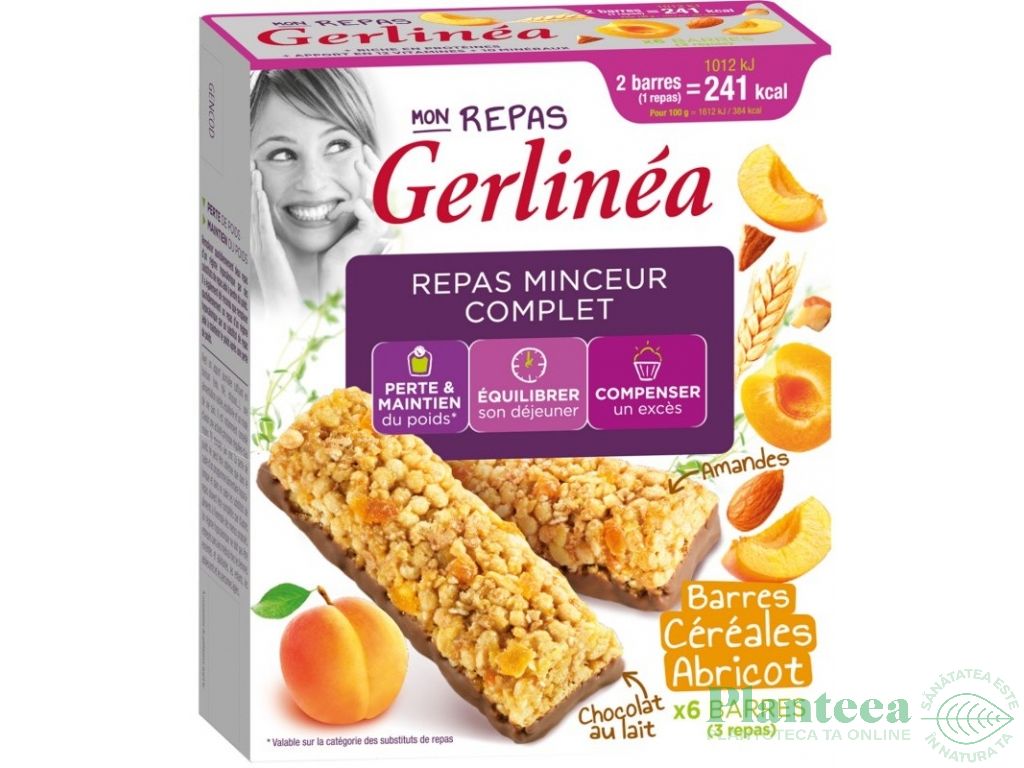 Batoane inlocuire masa cereale caise ciocolata 6x31g - GERLINEA