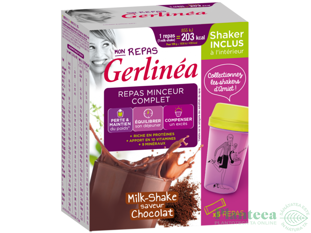 Pulbere shake dietetic inlocuitor masa lapte ciocolata 5x30g - GERLINEA