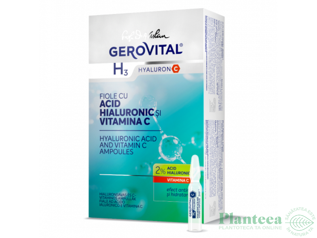 Fiole acid hialuronic 2% vitamina C 10x2ml - GEROVITAL H3 HYALURON