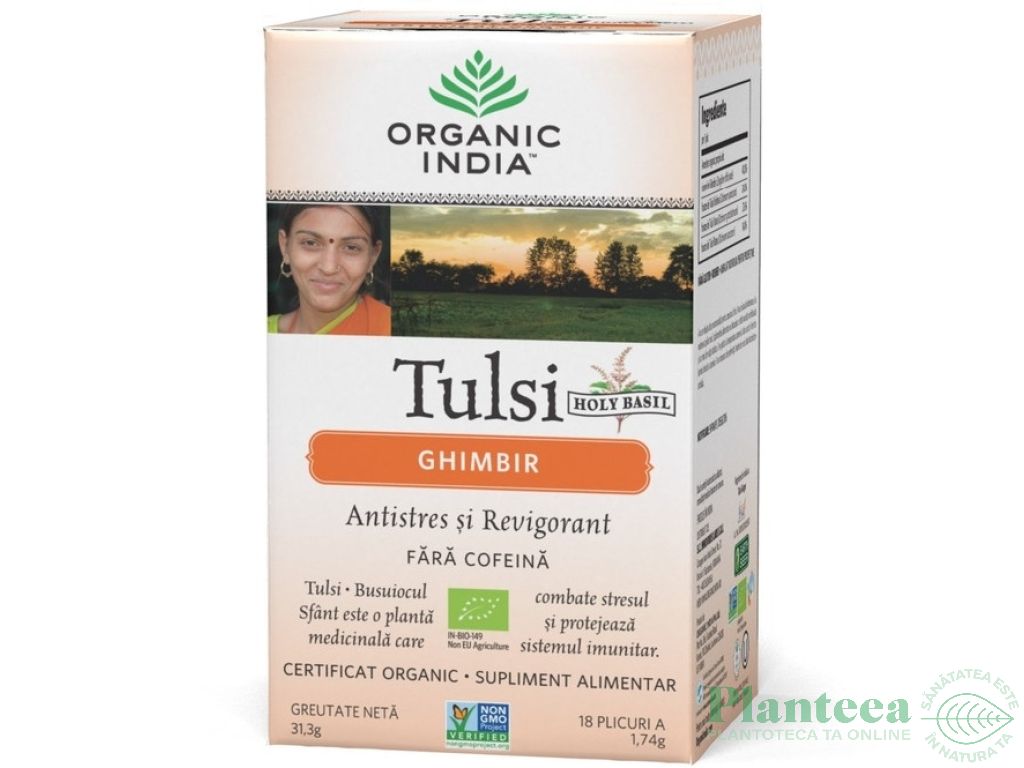 Ceai tulsi ghimbir 18dz - ORGANIC INDIA