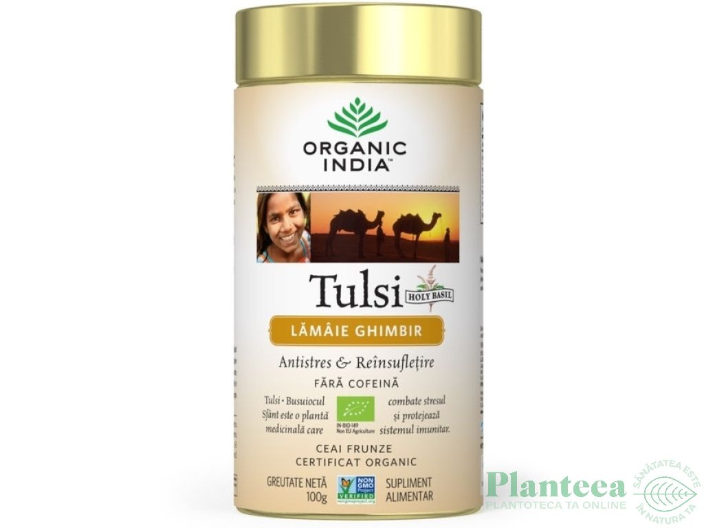 Ceai tulsi lamaie ghimbir 100g - ORGANIC INDIA